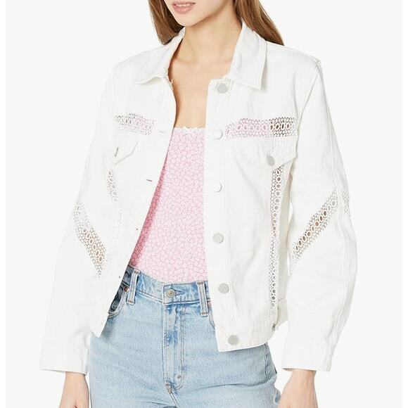 Blank NYC Jackets & Blazers - Blank NYC White Denim and Lace Jacket Size Medium